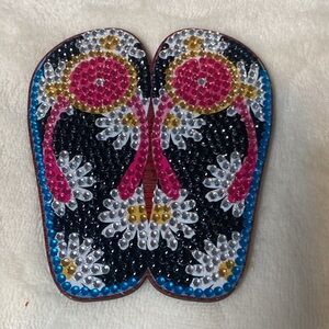 Handmade Colorful Diamond Art Set of 8 Flip-Flop Coasters Set with Holder